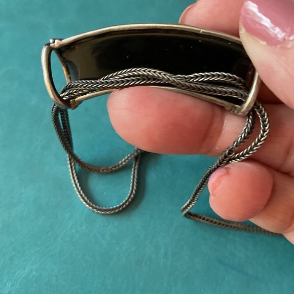 Necklace in black & silver with toggle - Picture 6 of 7